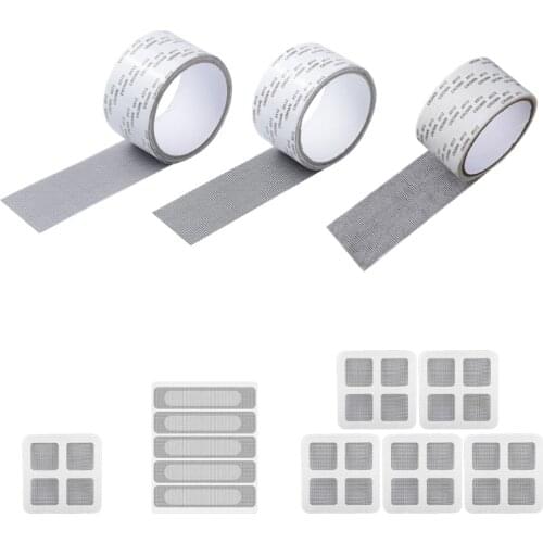 Window Screen Repair Fiberglass Mesh Covered Strong Adhesive Repai for Window Screen Mesh and Screen Door Holes Tears