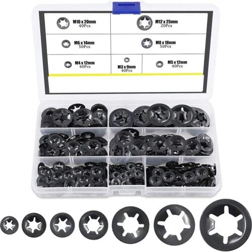 280pcs bearing clamp washer retaining ring flower push lock fastener combination kit quick lock washer