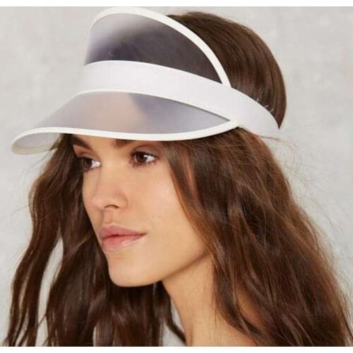 Summer Women Men Sun Hat Candy Color Transparent Empty Top Plastic PVC Anti-UV Sunshade Sunscreen Hat Bicycle Sports Visor Caps