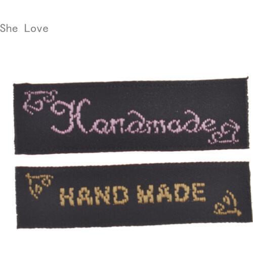 Chzimade 50PCs Handmade Embroidery Washable Garment Labels For Jeans Bags Sewing Household Accessories