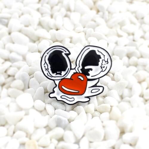 Cracked Egg Enamel Pin with a heart yolk Egg Heart Enamel brooch A lovely breakfast egg pin shows your love for life