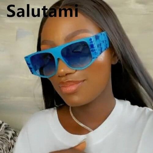 Unique One Piece Blue Green Gradient Sunglasses For Women Fashion Brand Wide Leg Sun Glasses Men Retro Leopard Print Shades