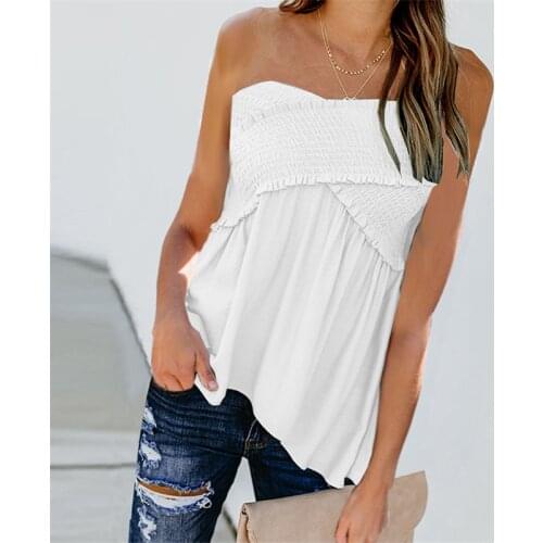 Women Strapless Boob Tube Blouse Ladies Casual Fashion Floral Beach Holiday Summer Vest Tank Tops
