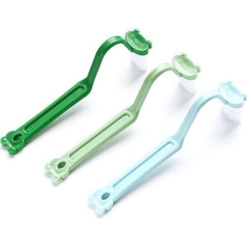 1PC Summer Hot Sale Bright Color Home Shower Room Portable Toilet Brush Bathroom Scrubber V-type Bent Cleaner Brush