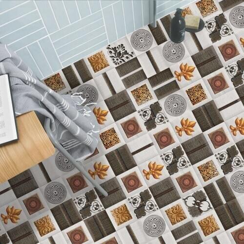 10pcs/set Modern Art Pattern Frosted Tiles Floor Wall Stickers Kitchen Bathroom Wardrobe Wallpaper Non-slip PVC Art Wall Decals