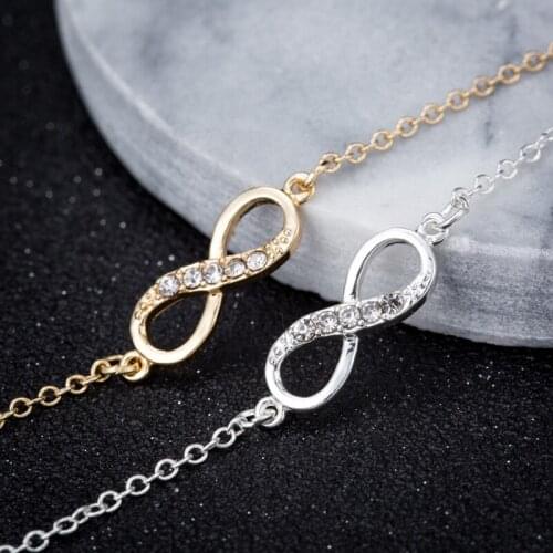 10PCS Trendy Endless Love 8 Shape Infinity Charm Bracelets Bangles For Women Rhinestone Friendship Bracelets Birdal Jewelry