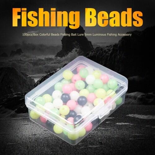100pcs/Lot 6mm Colorful Beads Fishing Lures Luminous Round Balls Night Glow Tackles Fishing Accessories