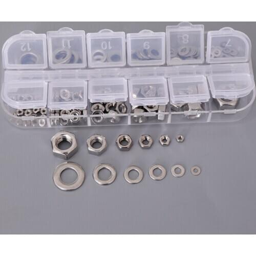 [137PCS] M2,M3,M5,M6,M8 Hex Nuts Flat Washer Assortment Kit with Storage Box