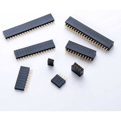 2.54mm Pitch Connector PCB Header Strip Single Row / Double Row Male To Female Socket Black 2/3/4/5/6/7/8/9/10/11/12/13/14/15Pin