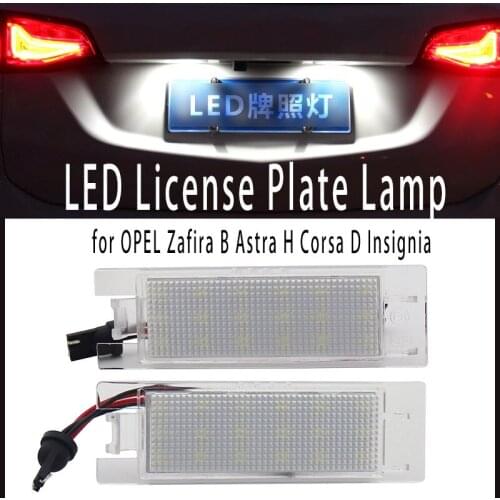 2pcs White Canbus LED License Number Plate Light No Error Tail Light Lamp High Power for OPEL Zafira B Astra H Corsa D Insignia