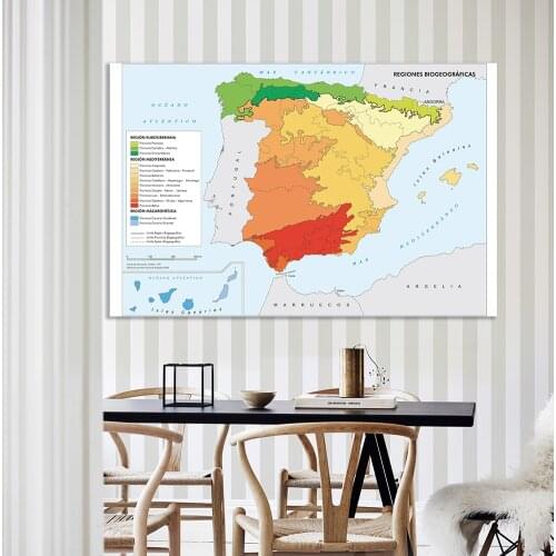 225*150cm The Spain Political Map In Spanish Non-woven Canvas Painting Wall Art Poster Home Decor School Supplies