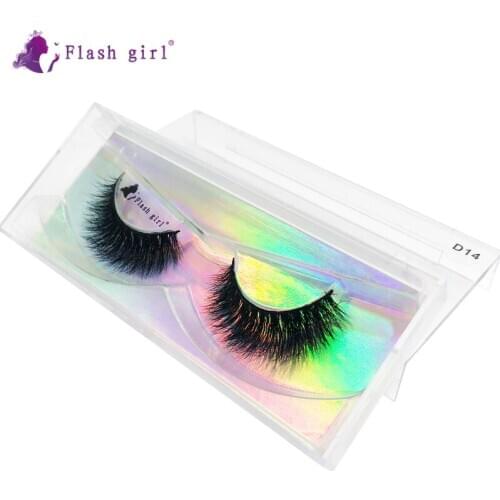 Flash Girl 3D Mink Lashes D14 Thick High Volume Cruelty Free False Eyelashes Fluffy Eyelash Extension For Makeup Beauty