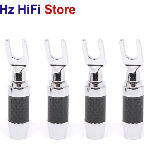 4PCS Gold plated Copper Banana Plugs U/Y Type High quality Banana Connector Speaker Wire Connector With double Screw locks