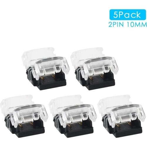 5PCS 2Pin 10mm Strip to Strip Led Connectors Connection Terminals Connecting for Non-Waterproof Single Color 3528 5050 LED Strip