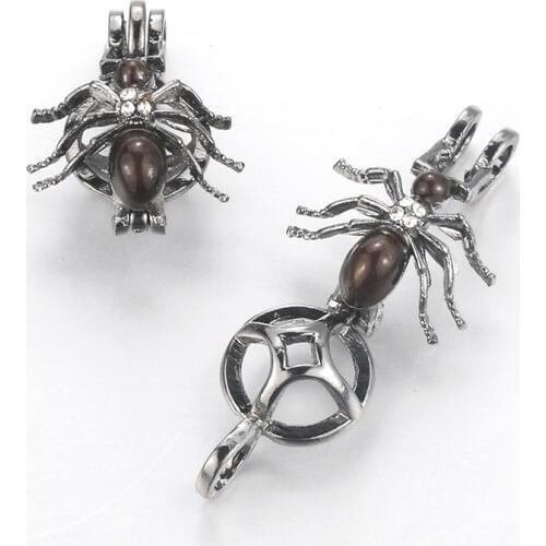 5pcs Black Ant Pearl Cage Locket Pendant Fine Jewelry Making Bead Cage Aromatherapy Essential Oil Diffuser Box For Oyster Pearl