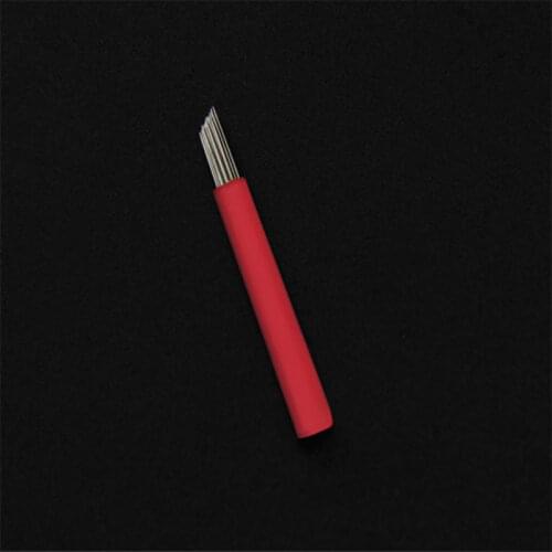50Pcs Disposable Red Round 19Pin Shading Tattoo Needles Blades For 3D Microblading Eyebrow Lip Permanent Makeup Pen