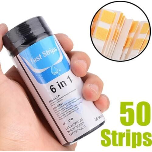 50pcs PH Test Strips For Swimming Pool Aquarium Fish Tank Water Analyzing Parameters Test Indicator Papers 6 In 1