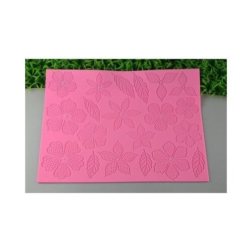 Big Flower And Leaves Pattern Lace Mold Silicone Sugar Lace Pad Cake Brim Decoration Mold Kitchenware DIY Tool K327