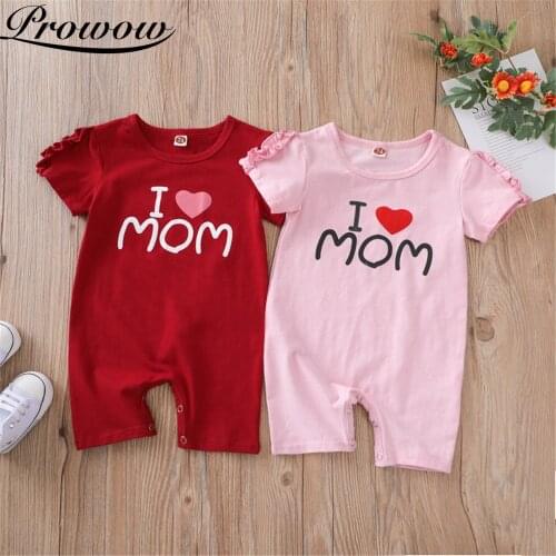 Prowow I Love Mom Baby Girl Clothes Summer Toddler Jumpsuits Cute Baby Overalls For Childrens Clothing Female Infant Rompers