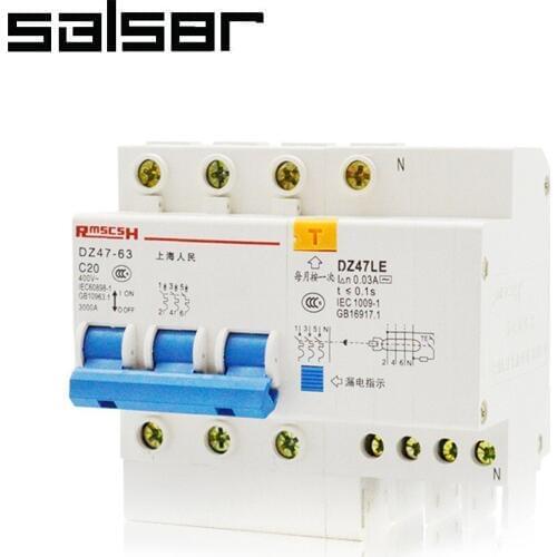 DZ47LE-63 3P+N 400V Mini Leakage Protect Circuit Breaker Household Electric Manual Air Switch MCB protector