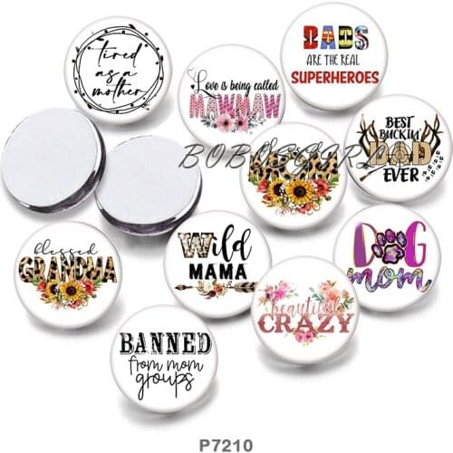 MOM DAD MAMA 12mm18mm 20mm Snap button jewelry DIY Bracelet Round photo glass cabochons P7210