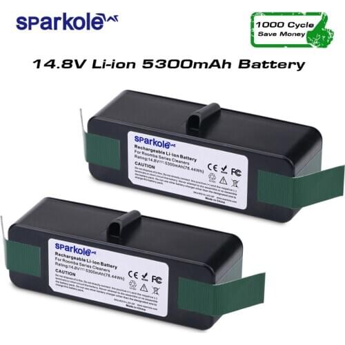 Sparkole 5300mAh 14.8V 2 pack Lithium Rechargeable Battery for iRobot Roomba 531 550 560 620 650 770 780 870 880 500 600 700 800