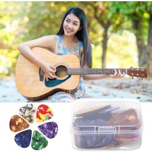 50/100pcs Guitar Picks Plectrum 0.46mm Celluloid Electric Smooth Guitar Pick Bass Acoustic Guitar Musical Instrument Accessories