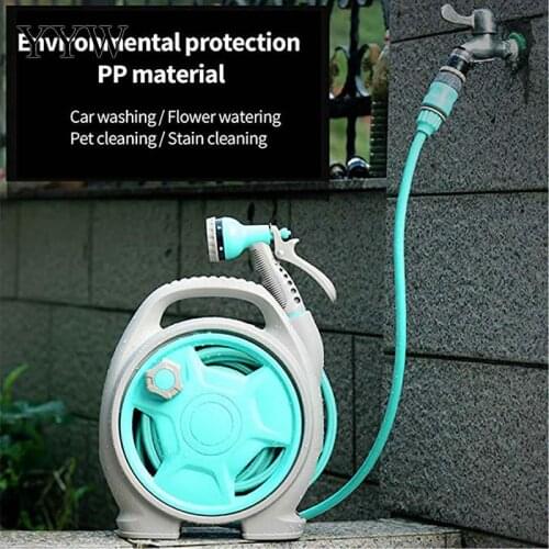 Mini Portable Garden Pipe Water Hose Reel Cart With Water Spray Gun Agricultural Garden Storage Suit Cart Car Washer Squirt Gun