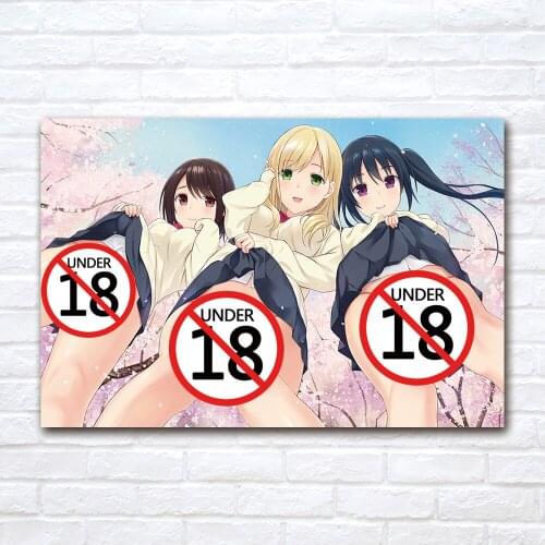 Cartoon Sexy School Uniform Girls Canvas Painting Pop Art Anime Poster Print Wall Picture for Living Room Home Decor