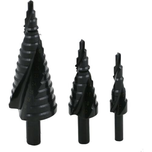3PCS 4-32MM HSS Cobalt Step Drill Bit Set Nitrogen High Speed Steel Spiral For Metal Cone Triangle Shank Hole Cutter