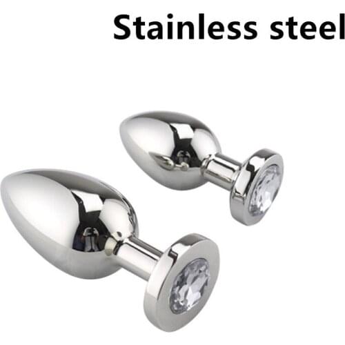Real Stainless steel huge heavy small medium large size set jewerly Crystal Metal anal beads butt plug insert ass sex toy dildo