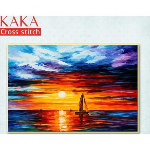 Cross stitch kits,Embroidery needlework sets with printed pattern,11CT-canvas for Home Decor Painting,Landscape Full NCKS063