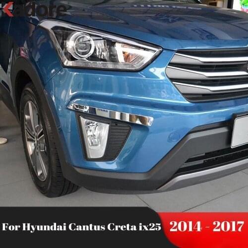 For Hyundai Cantus Creta ix25 2014 2015 2016 2017 Chrome Front Fog Lights Lamp Eyelid Eyebrow Cover Trim Accessories Styling