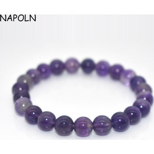NAPOLN 6/8/10MM Purple Stone Bracelet Luxury Brand Yoga Bracelet Women Natural Stone Bracelets Men Jewelry Dropshipping