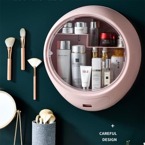 Wall-mounted Dustproof Cosmetic Storage Box Bathroom Bedroom Home Use Large Capacity Makeup Rack Jewelry Organizer