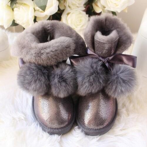 New Arrival 100% Natural Fur 2020 Genuine Sheepskin Womens Snow Boots Winter Warm Shoes Warm Wool Woman Boots