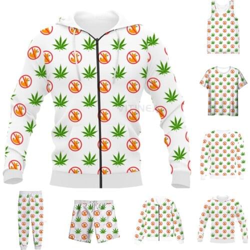 New Funny 3D Full Print Weeds Leaves T-shirt/Sweatshirt/Zip Hoodies/Thin Jacket/Pants Four Seasons Casual Suit V64