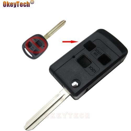 OkeyTech For Toyota Avensis Corolla Avensis RAV4 Yaris Modified Key 3 Buttons Remote Flip Fob Folding Auto Car Cover TOY43 Blade