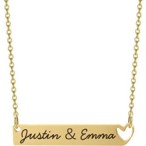 MYDIY Stainless Steel Custom Name Bar Engrave Pendant Necklace 3 Colors Custom Nameplate Letter Necklaces For Personalized Gift