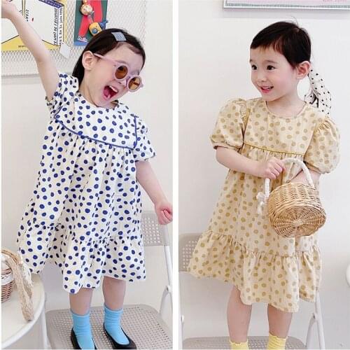 Girls Casual Dresses 2021 New Summer Kids Polka Dot Clothes Girl Baby Casual Vestidos Children Princess Clothing