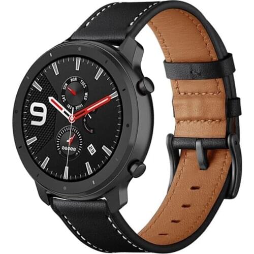 Watch Strap For Huami Amazfit GTR 47mm 42mm Bracelet Genuine Leather Wristband For Huami Amazfit Pace Stratos Strap 22mm 20mm