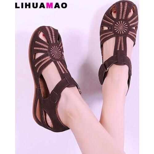 Outdoor beach gladiator sandals womens hole shoes wedges platform casual comfortbale ladies invisable height sandals brown