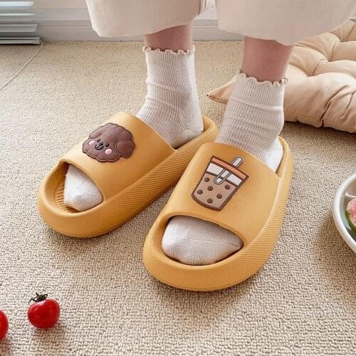 Lisapie Women Platform Slippers Outdoor Flip Flops Summer 2021 Fashion Beach Slides Indoor Non-slip Cartoon dog Flat Slippers