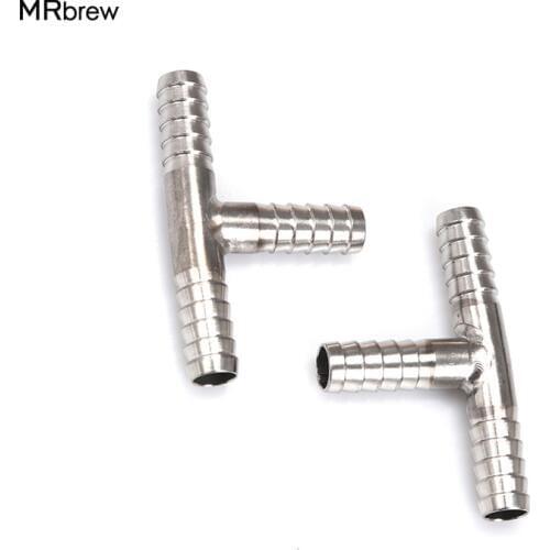 2pcs/lot Stainless Steel Hose Barb T-Shaped Barb Fitting 3-Way beer hose Connector Fittings for 8mm beer line