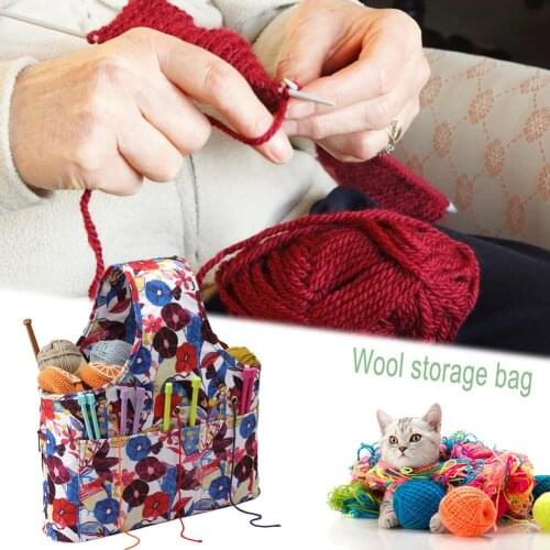 DIY Handmade Crochet Wool Sweater Needle Crochet Storage Bag Home Sewing Supplies Storage Handbag With A Zipper Compartment