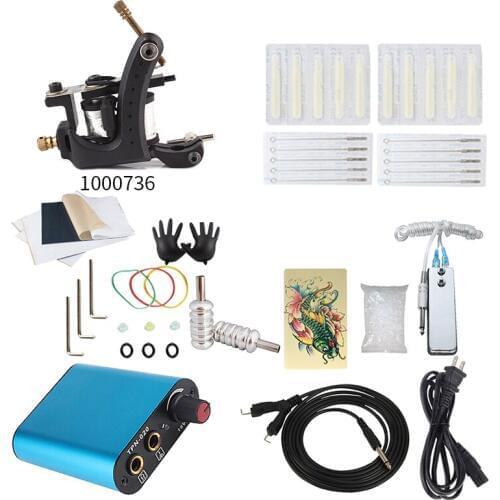 Professional Tattoo Machine Set Tattoo Kit 1 Tattoo Machine Gun 50pcs inks cups Pigment Set Permanent Makeup Beginner Tattoo Set