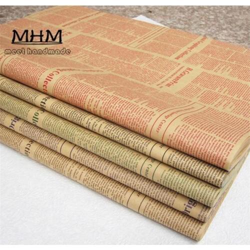 Random 10pcs English Newspaper Kraft Christmas Gift Wrapping Paper Gift Packing Paper Flower Decorate Paper 53*75 Cm