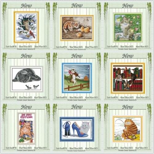 Snow Christmas cats kitten painting counted printed on canvas DMC 14CT 11CT Chinese Cross Stitch Needlework Sets Embroidery kits
