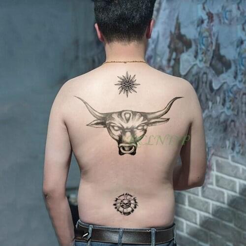 Waterproof Temporary Tattoo Sticker Cool Cattle on belly Chest Waist Back Flash Tatto Fake Tatoo for Men women girl