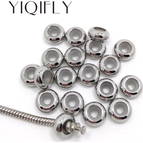 YIQIFLY Free Shipping 20pcs Silver Color Stainless Steel Insert Rubber Stopper Beads fit 3mm European DIY Bracelet Jewelry